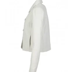 Jackets*OAKWOOD Grace White - Genuine Leather Short Jacket With Buttons