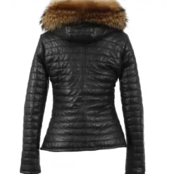 Downjackets*OAKWOOD Happy Black - Real Fur Hooded Genuine Leather Jacket