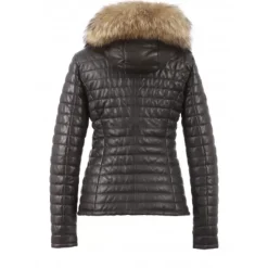 Downjackets*OAKWOOD Happy Brown - Real Fur Hooded Genuine Leather Jacket