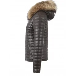 Downjackets*OAKWOOD Happy Brown - Real Fur Hooded Genuine Leather Jacket