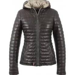 Downjackets*OAKWOOD Happy Brown - Real Fur Hooded Genuine Leather Jacket