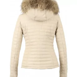 Downjackets*OAKWOOD Happy Eggshell- Real Fur Hooded Genuine Leather Jacket