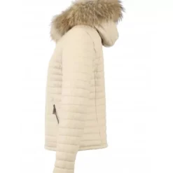 Downjackets*OAKWOOD Happy Eggshell- Real Fur Hooded Genuine Leather Jacket