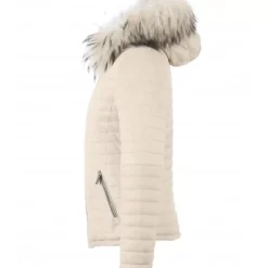 Downjackets*OAKWOOD Happy Ivory - Real Fur Hooded Genuine Leather Jacket