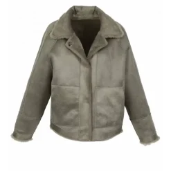 Jackets*OAKWOOD Helen Pale Green - Faux Shearling Reversible Jacket