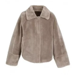 Jackets*OAKWOOD Helen Taupe - Faux Shearling Reversible Jacket