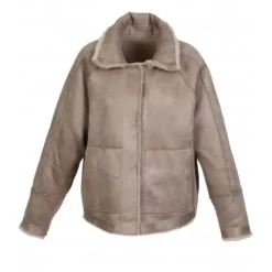 Jackets*OAKWOOD Helen Taupe - Faux Shearling Reversible Jacket