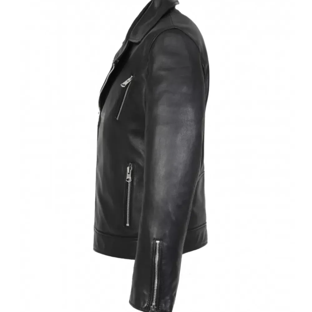Jackets*OAKWOOD Hommage Black - Genuine Leather Asymmetrical Jacket