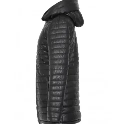 Downjackets*OAKWOOD Hopper Black - Mid-Long Genuine Leather Down Jacket Lapel Hood