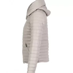 Downjackets*OAKWOOD Hyper Light Grey - Short Genuine Leather Down Jacket Lapel Hood