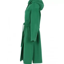 Coats*OAKWOOD Impulsion Green - Long Oversized Blended Wool Coat Removable Hood & Tie Belt