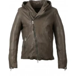 Jackets*OAKWOOD Jude Khaki - Asymmetrical Jacket With Hood