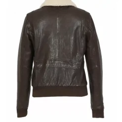 Biker Jackets*OAKWOOD Karma Brown - Genuine Washed Leather Jacket With Removable Fake Fur Collar