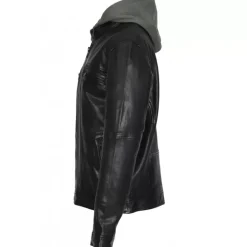 Jackets*OAKWOOD Kingsley Black - Genuine Leather Jacket With Washed Effects & Removable Hood