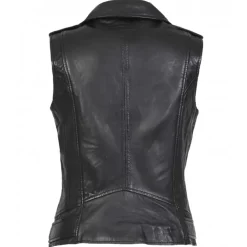 Vests*OAKWOOD Kylie 6 Noir - Sleeveless Biker Jacket In Genuine Leather