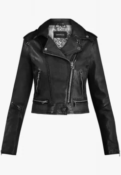 Biker Jackets*OAKWOOD Kyoto Black - Washed Look Genuine Leather Jacket