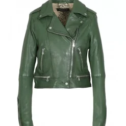Biker Jackets*OAKWOOD Kyoto Green - Washed Look Genuine Leather Jacket