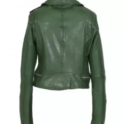 Biker Jackets*OAKWOOD Kyoto Green - Washed Look Genuine Leather Jacket
