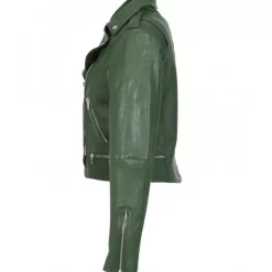 Biker Jackets*OAKWOOD Kyoto Green - Washed Look Genuine Leather Jacket