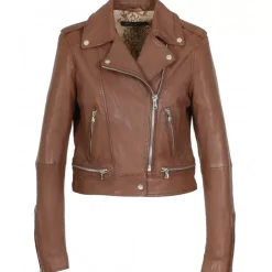 Biker Jackets*OAKWOOD Kyoto Tan - Washed Look Genuine Leather Jacket