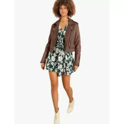 Biker Jackets*OAKWOOD Kyoto Tan - Washed Look Genuine Leather Jacket