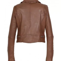 Biker Jackets*OAKWOOD Kyoto Tan - Washed Look Genuine Leather Jacket