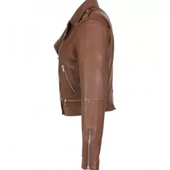 Biker Jackets*OAKWOOD Kyoto Tan - Washed Look Genuine Leather Jacket