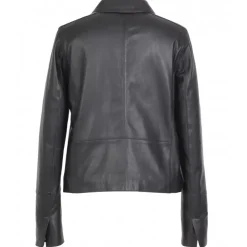 Jackets*OAKWOOD Leslie Black - Short Genuine Leather Jacket With Shirt Collar