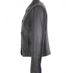 Jackets*OAKWOOD Leslie Black - Short Genuine Leather Jacket With Shirt Collar