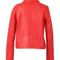 Jackets*OAKWOOD Leslie Dark Red - Short Genuine Leather Jacket With Shirt Collar