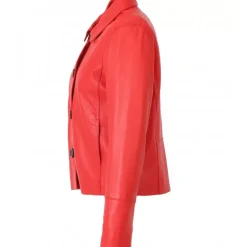 Jackets*OAKWOOD Leslie Dark Red - Short Genuine Leather Jacket With Shirt Collar