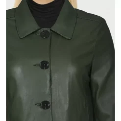 Jackets*OAKWOOD Leslie Kaki - Short Genuine Leather Jacket With Shirt Collar