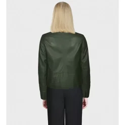 Jackets*OAKWOOD Leslie Kaki - Short Genuine Leather Jacket With Shirt Collar