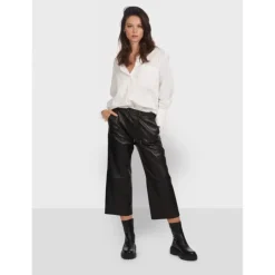 Trousers*OAKWOOD Loft Black - Genuine Leather Short Trousers