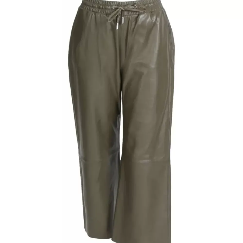 Trousers*OAKWOOD Loft Khaki - Genuine Sheep Leather Short Trousers