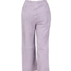 Trousers*OAKWOOD Loft Lilas - Pantalon Court En Cuir Veritable De Chevre Velours