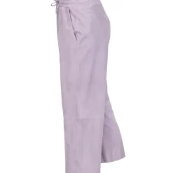 Trousers*OAKWOOD Loft Lilas - Pantalon Court En Cuir Veritable De Chevre Velours
