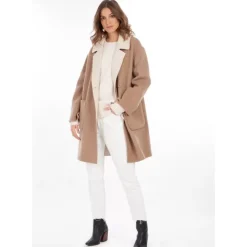 Coats*OAKWOOD Magdalena Taupe - Short Reversible Wool Coat