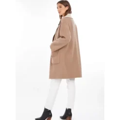Coats*OAKWOOD Magdalena Taupe - Short Reversible Wool Coat
