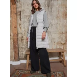 Vests*OAKWOOD Maggy Light Grey - Long Sleveless Down Jacket