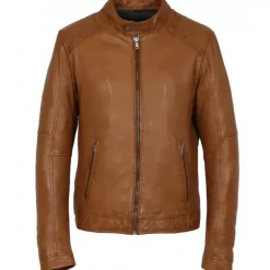 Jackets*OAKWOOD Manager Cognac - Genuine Leather Jacket With Mandarin Collar