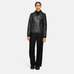 Biker Jackets*OAKWOOD Maranta Black - Asymetrical Jacket In Genuine Leather