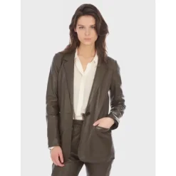 Jackets*OAKWOOD Meg Brown- Genuine Sheep Leather Blazer