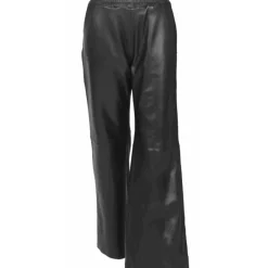 Trousers*OAKWOOD Mila Black - High Waisted Large Trousers In Genuine Leather