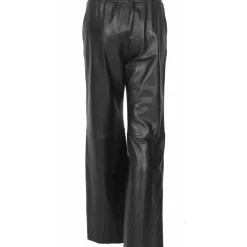 Trousers*OAKWOOD Mila Black - High Waisted Large Trousers In Genuine Leather
