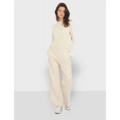 Trousers*OAKWOOD Mila Eggshell - High Waisted Large Trousers In Genuine Leather