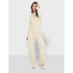 Trousers*OAKWOOD Mila Eggshell - High Waisted Large Trousers In Genuine Leather