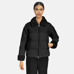 Biker Jackets*OAKWOOD Mina Black - Fake Fur / Nylon Jacket