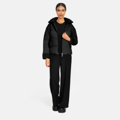 Biker Jackets*OAKWOOD Mina Black - Fake Fur / Nylon Jacket