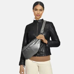 Accessories*OAKWOOD Murillo Metal Anthracite- Genuine Leather Shoulder Bag